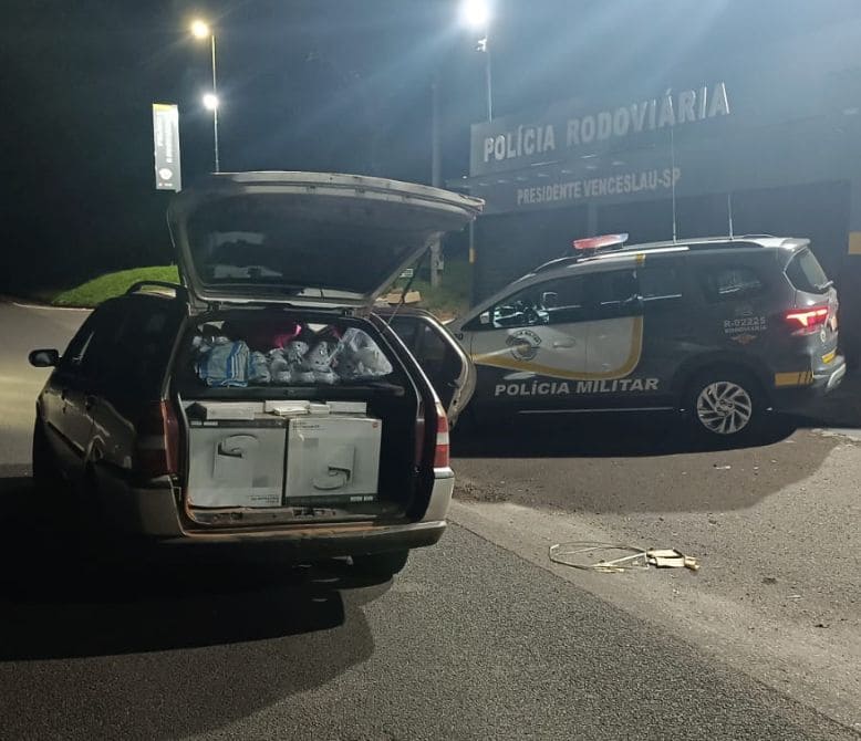Polícia Rodoviária flagra idoso com carro cheio de produtos contrabandeados em Presidente Venceslau
