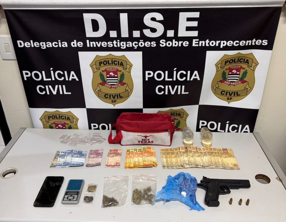 Polícia Civil prende suspeito de tráfico com drogas, munições e simulacro de arma em Presidente Prudente