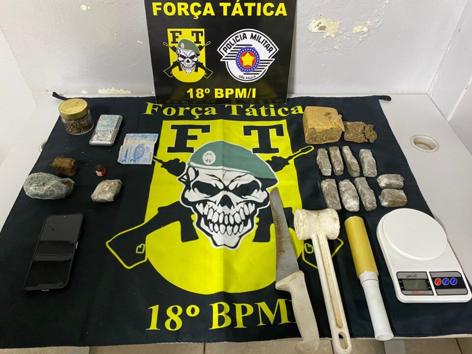 Força Tática flagra suspeito com mais de meio quilo de maconha e haxixe em residência de Prudente